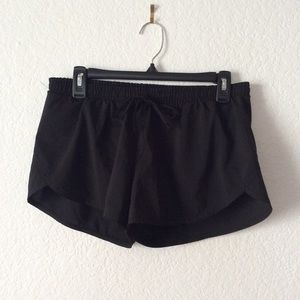 Black Brief-Lined Dolphin Hem Workout Shorts